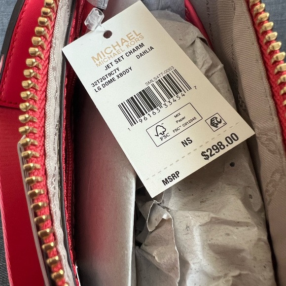 NWT MICHAEL KORS LEATHER JET SET CHARM LARGE DOME CROSSBODY BAG - Picture 7 of 11